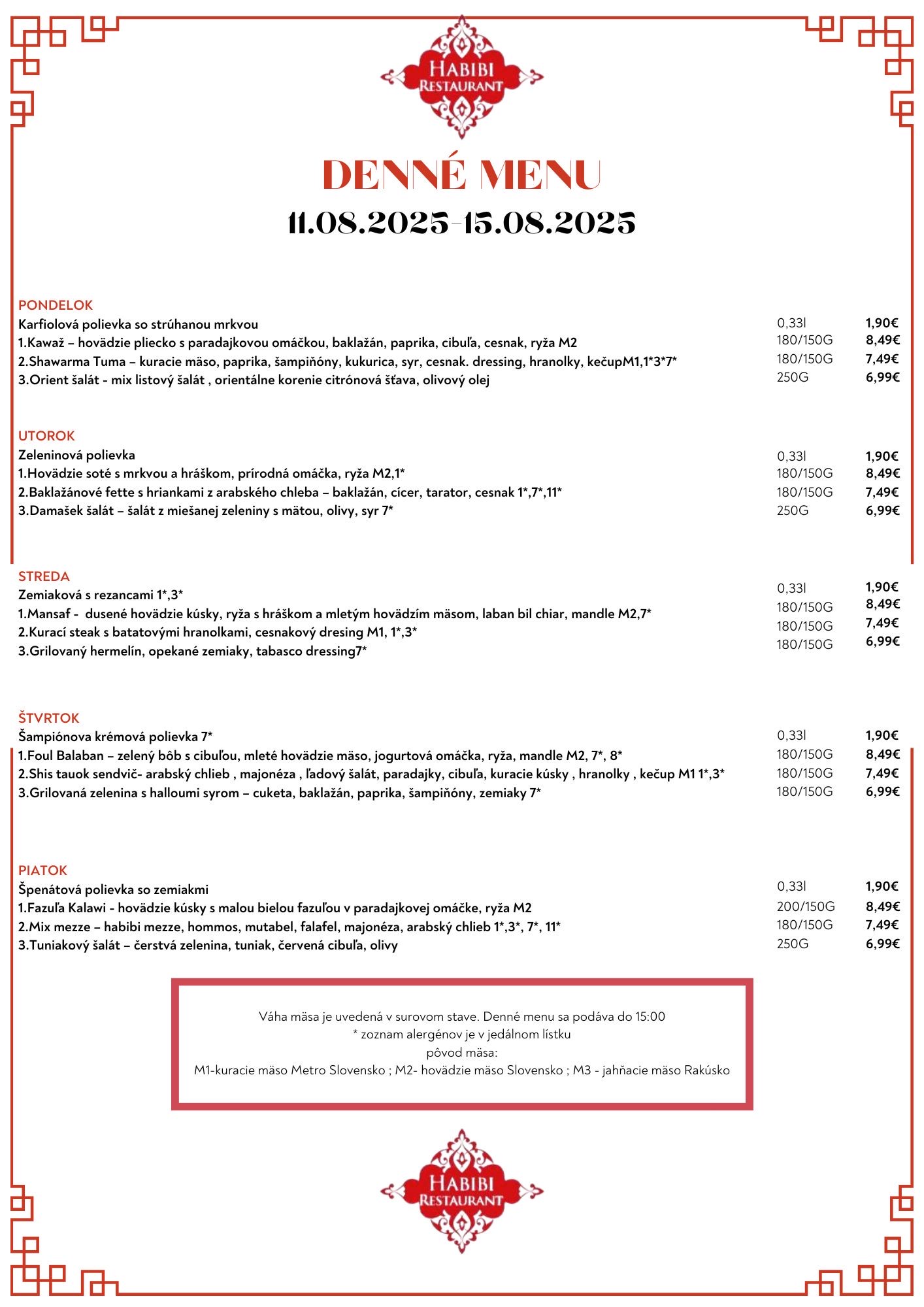 menu