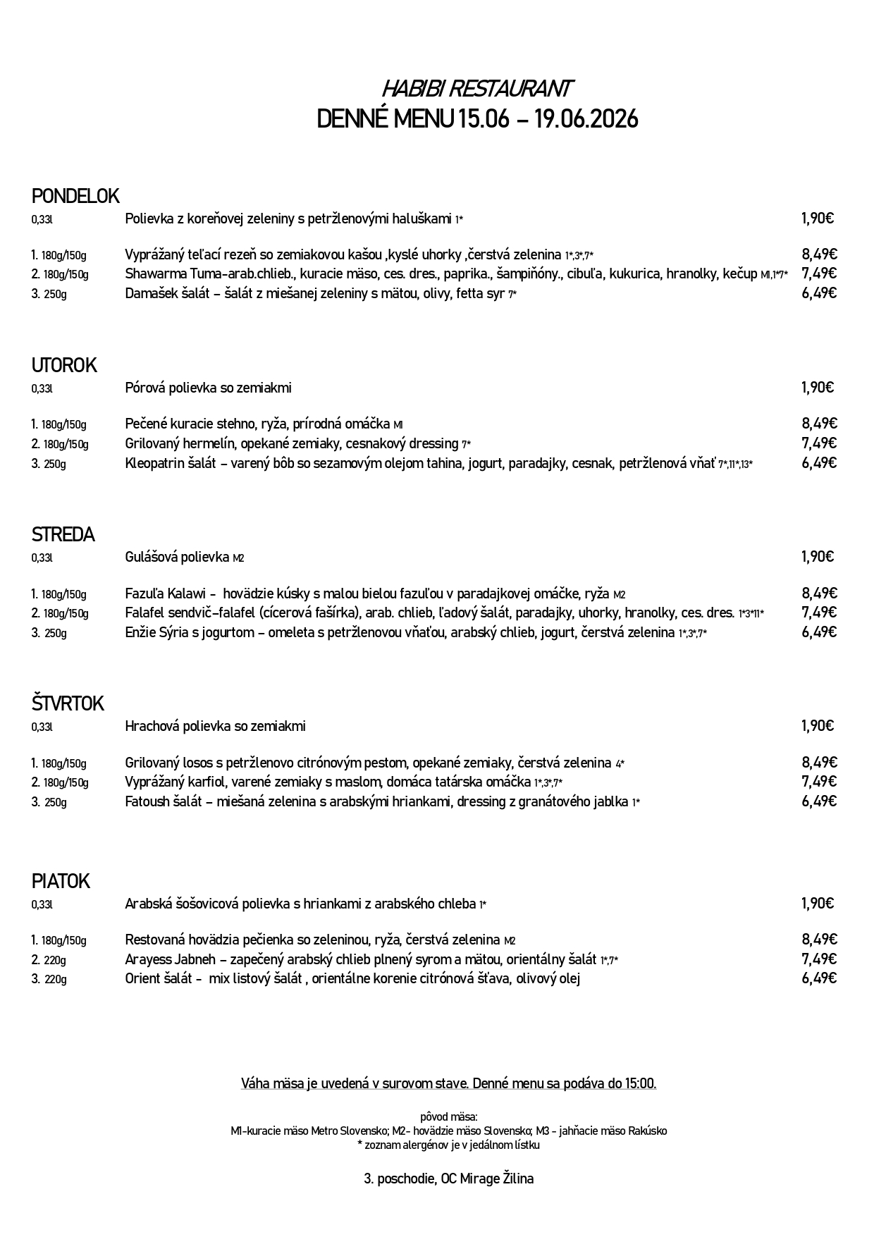 menu
