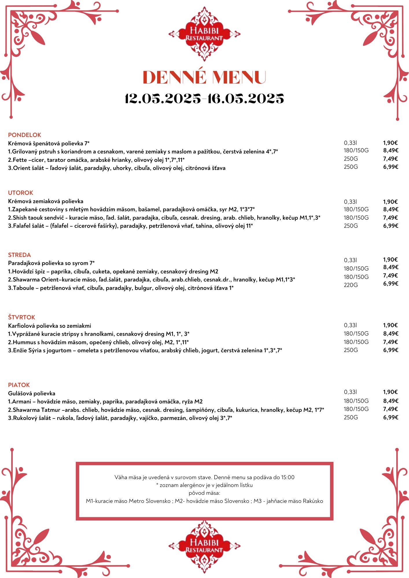 menu