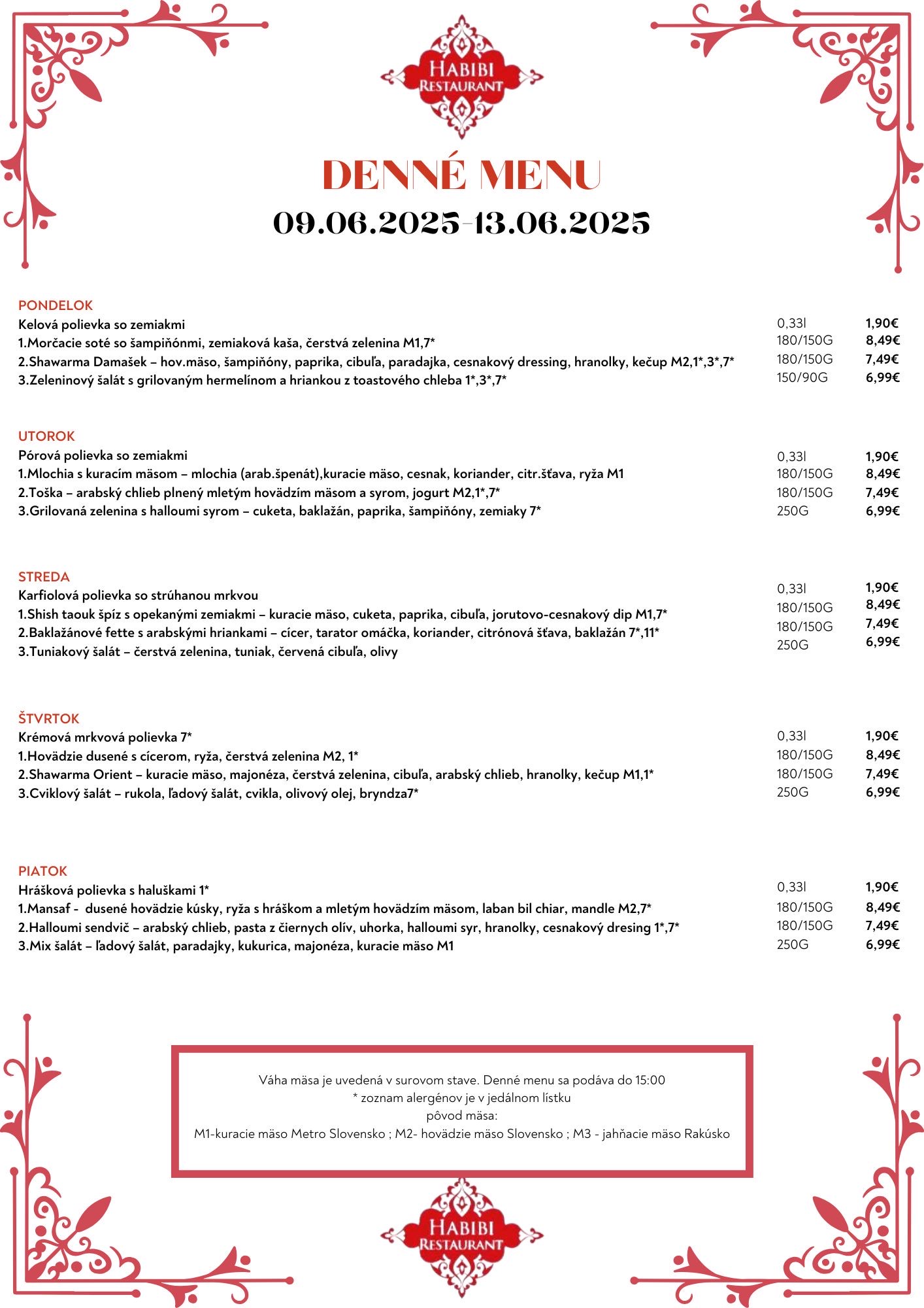 menu