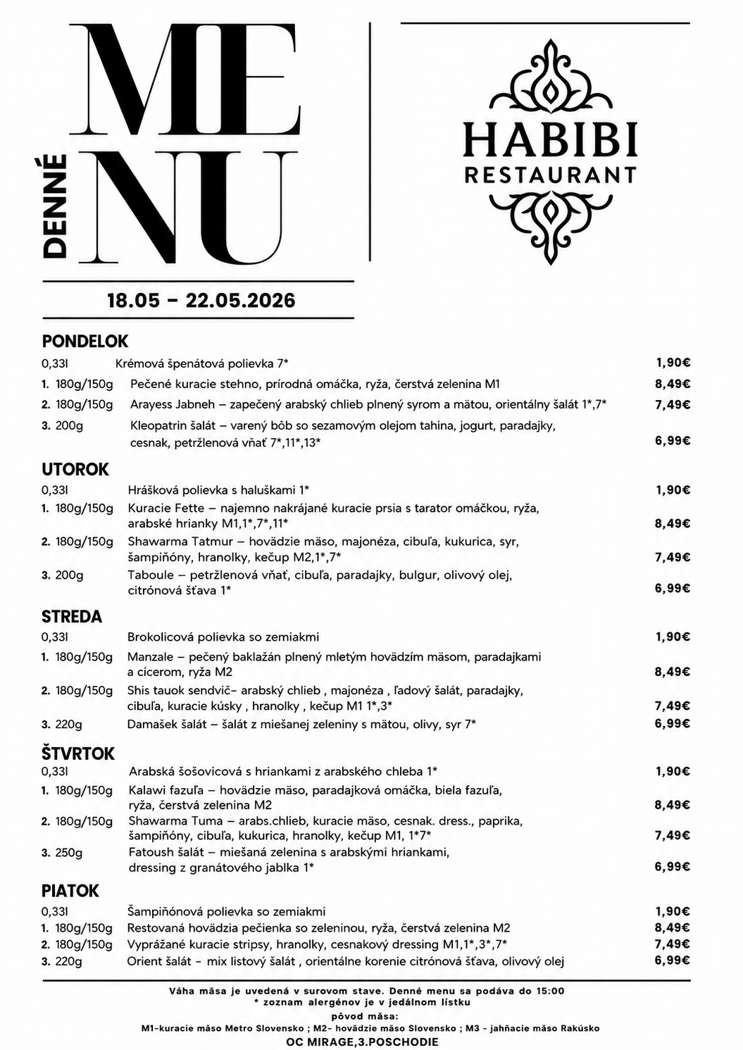menu