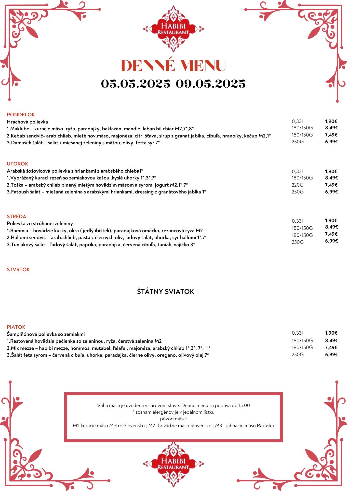 menu