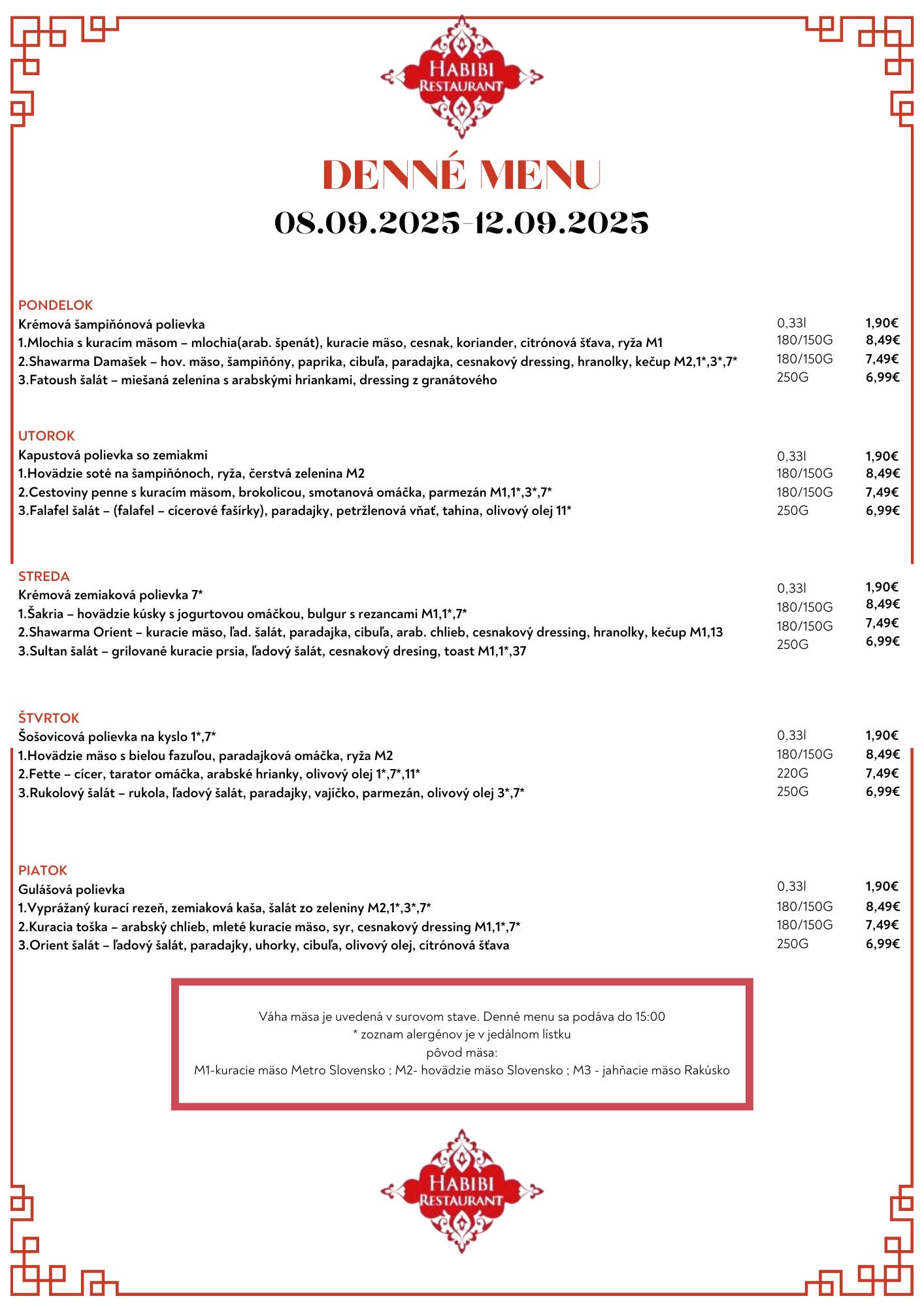 menu