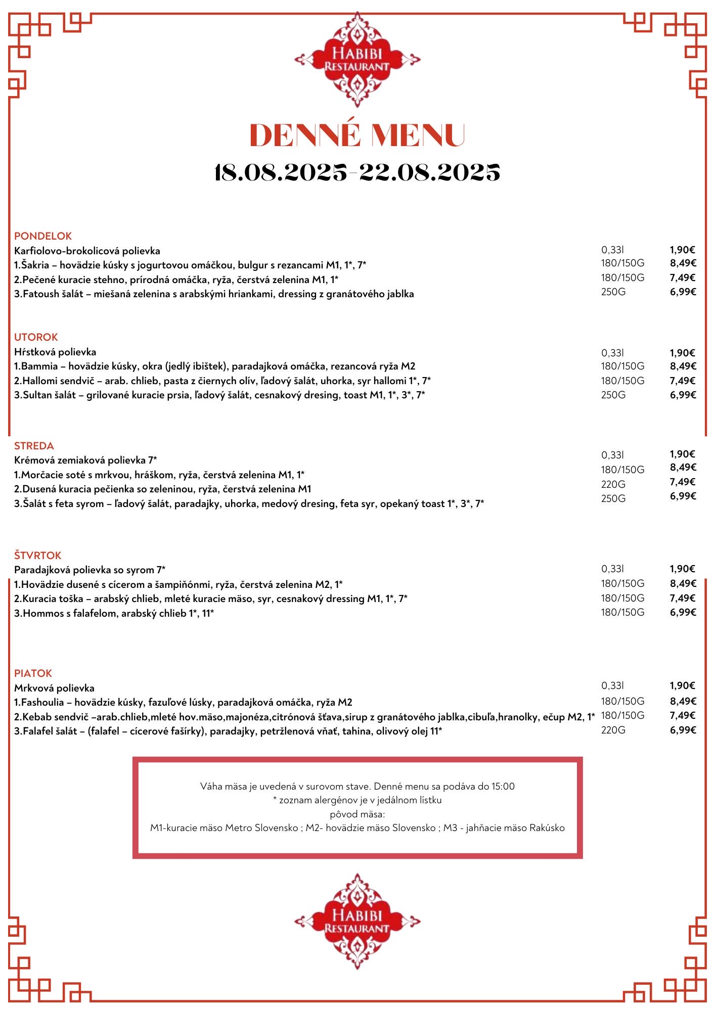 menu