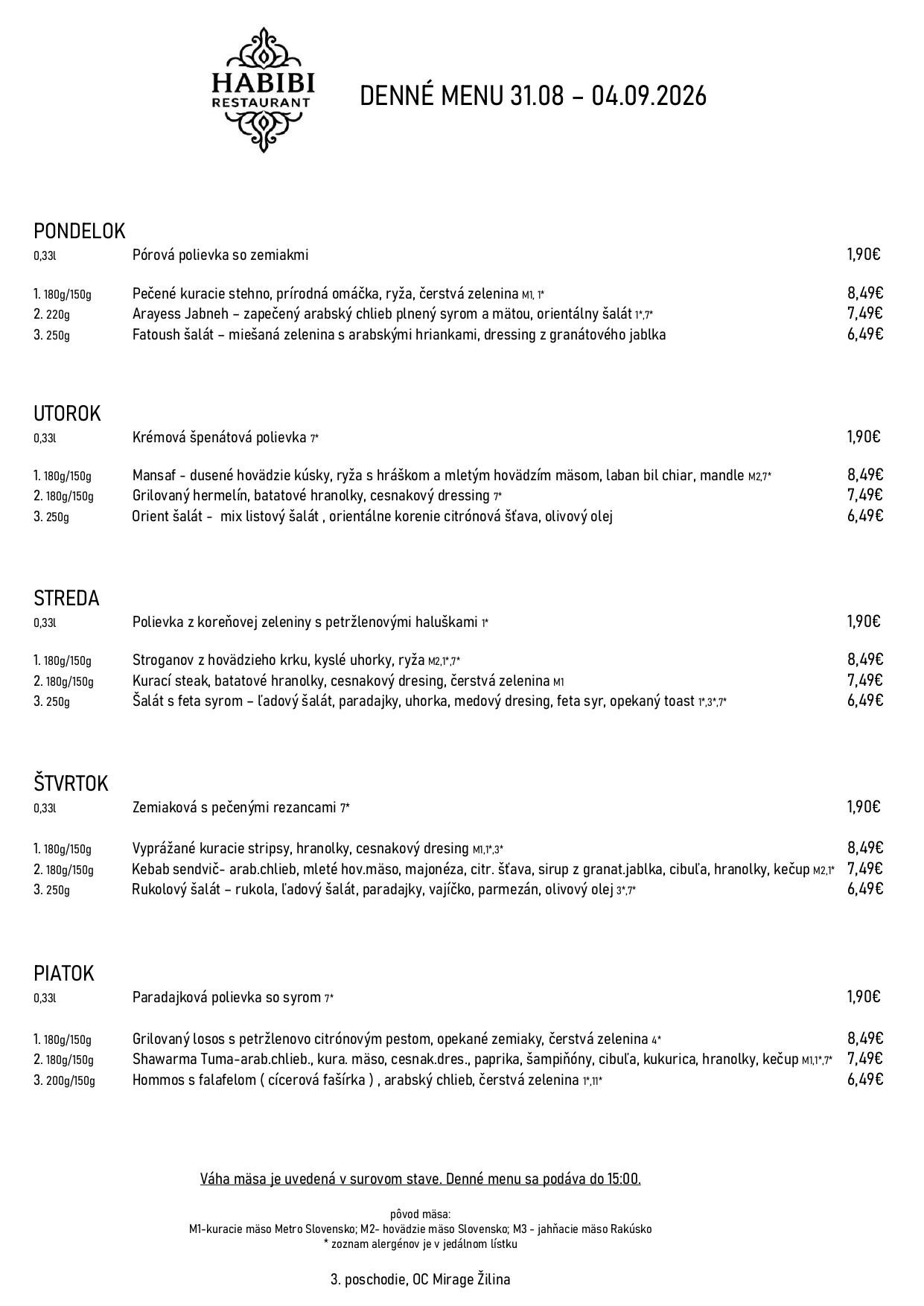 menu