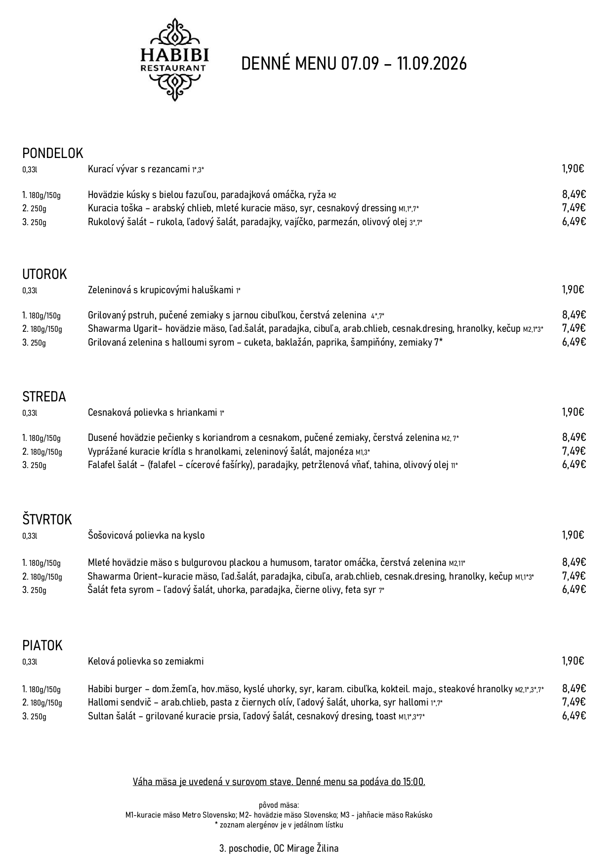 menu