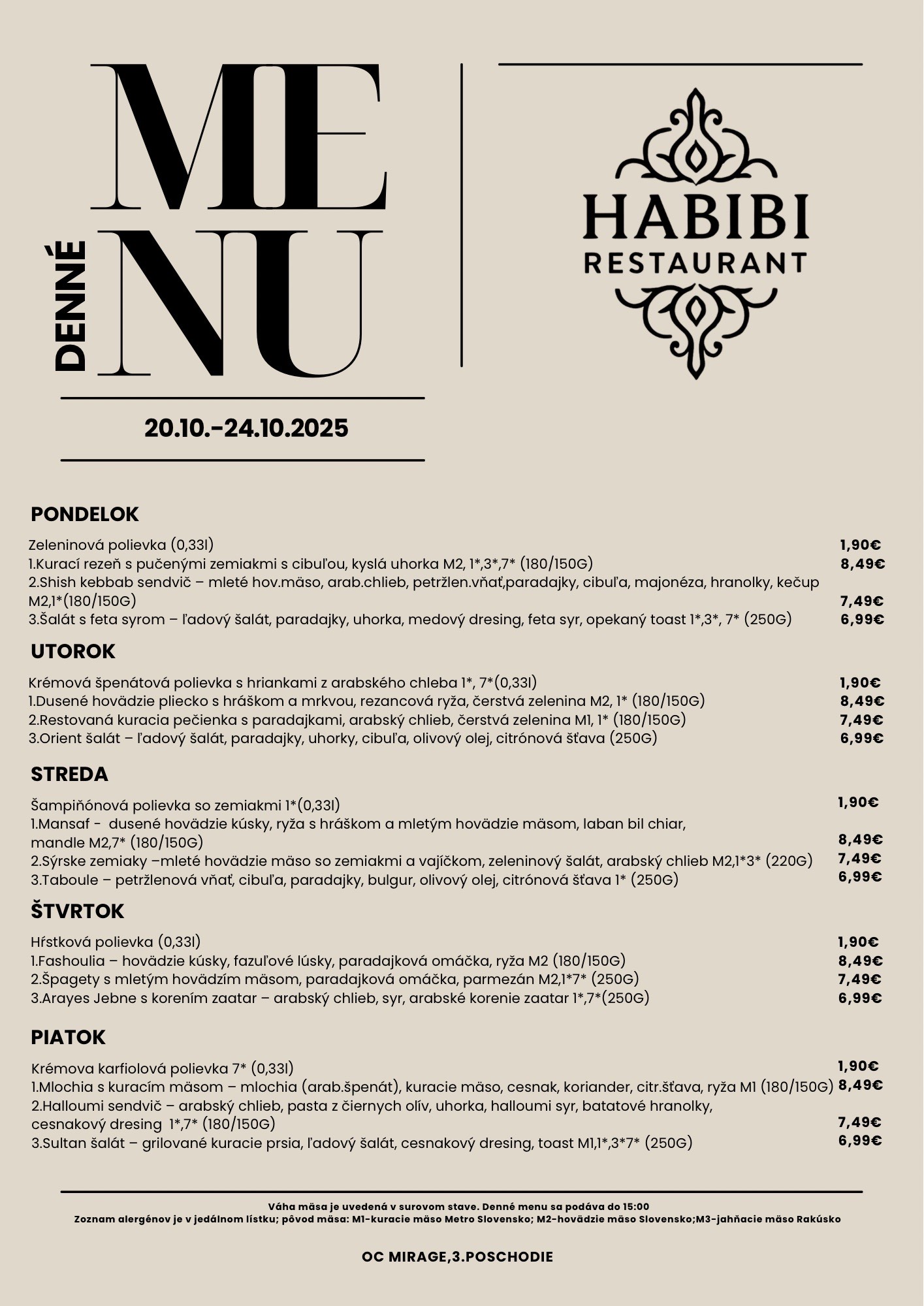 menu