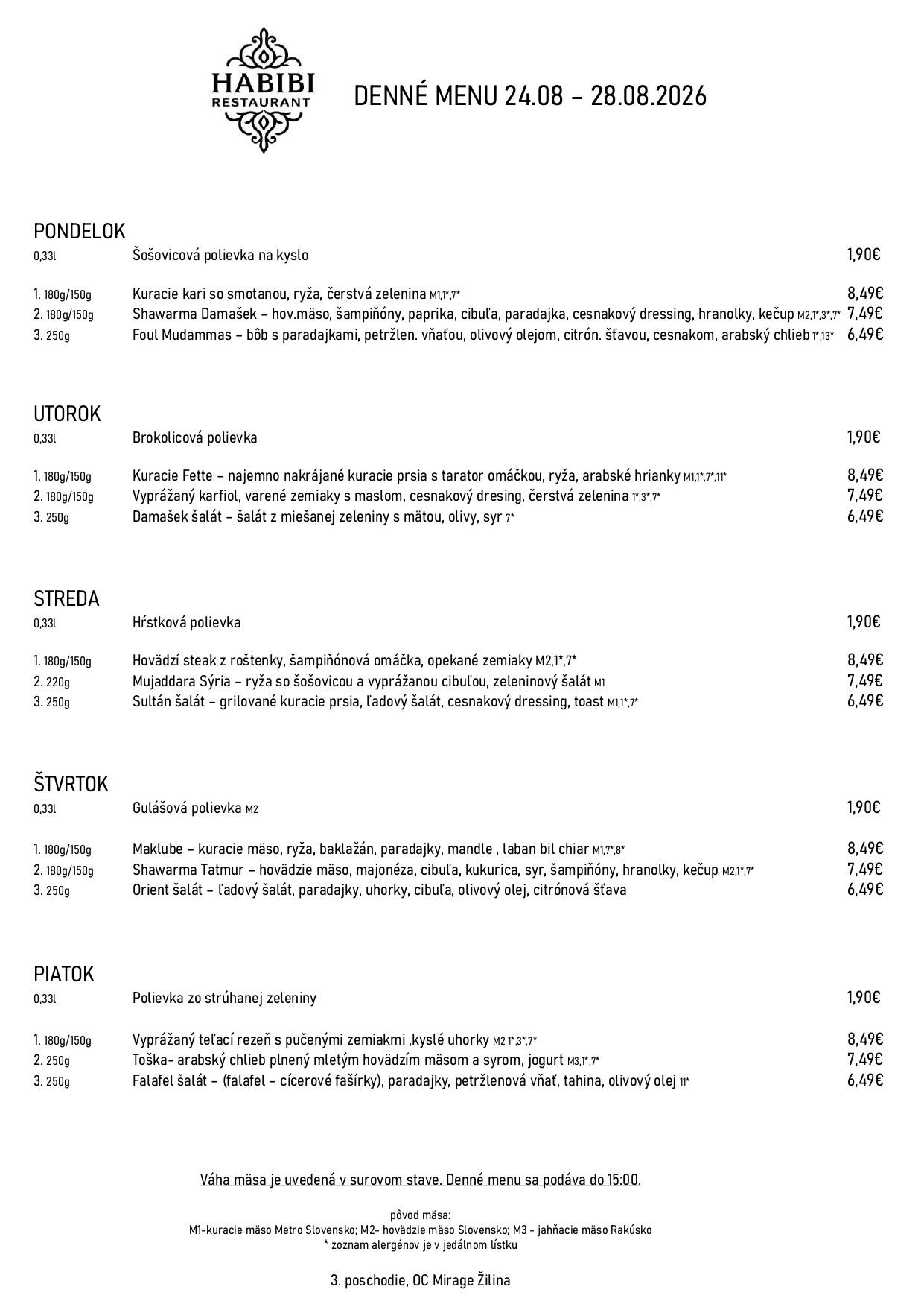 menu