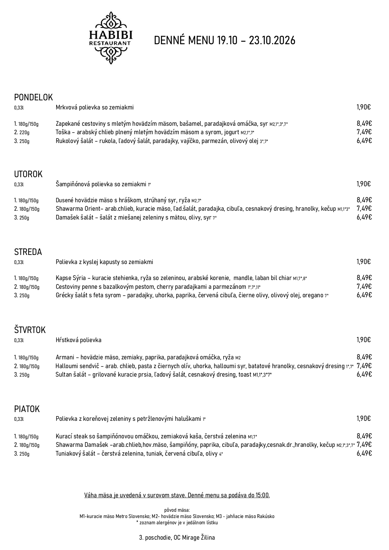 menu