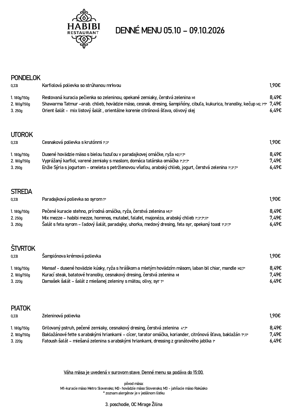 menu