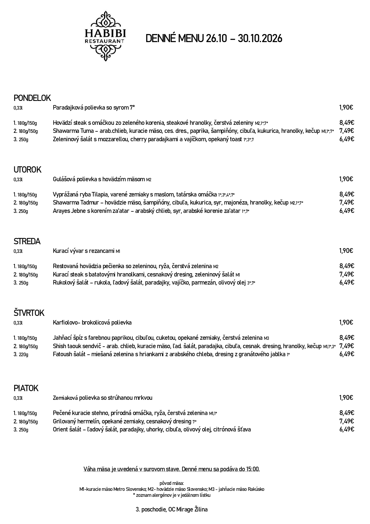 menu