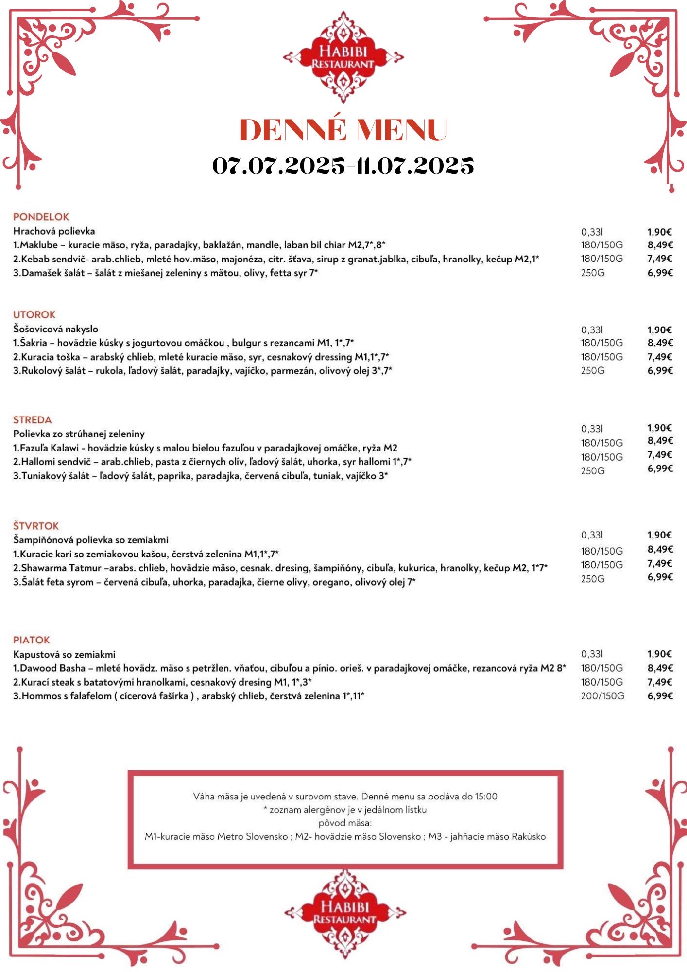 menu