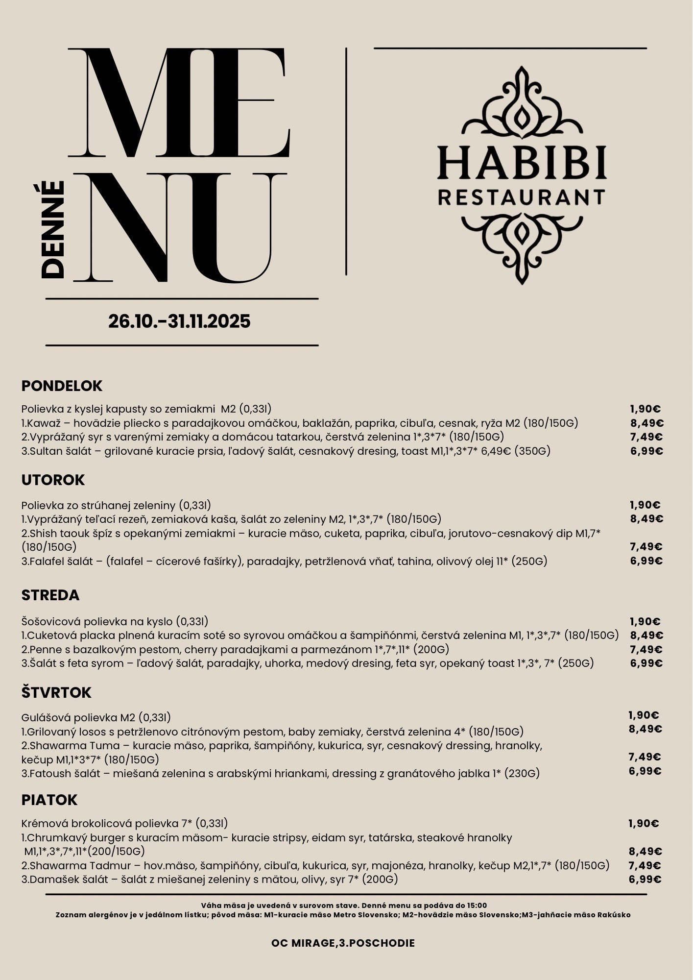 menu
