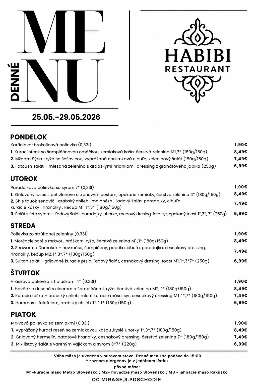 menu