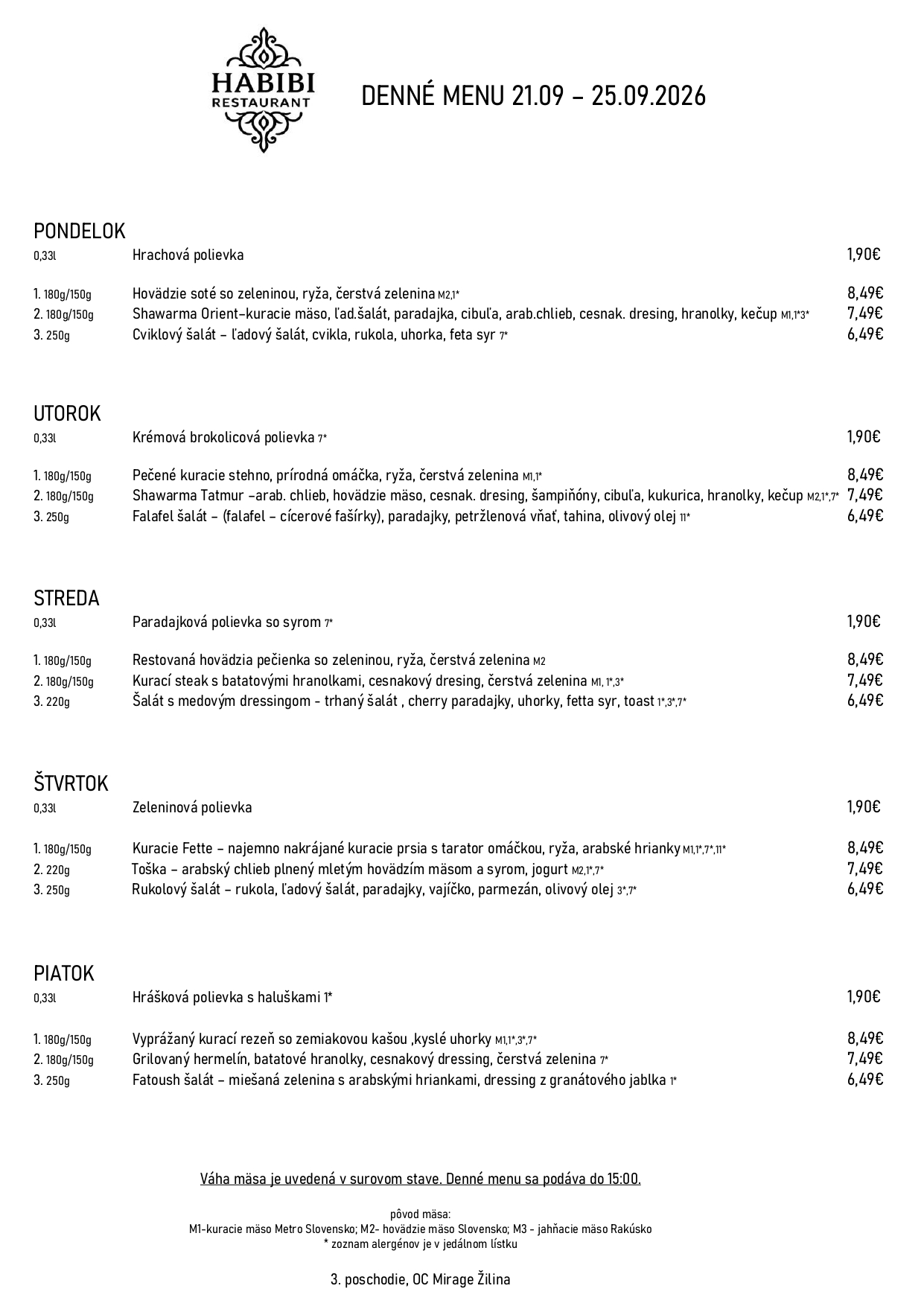 menu