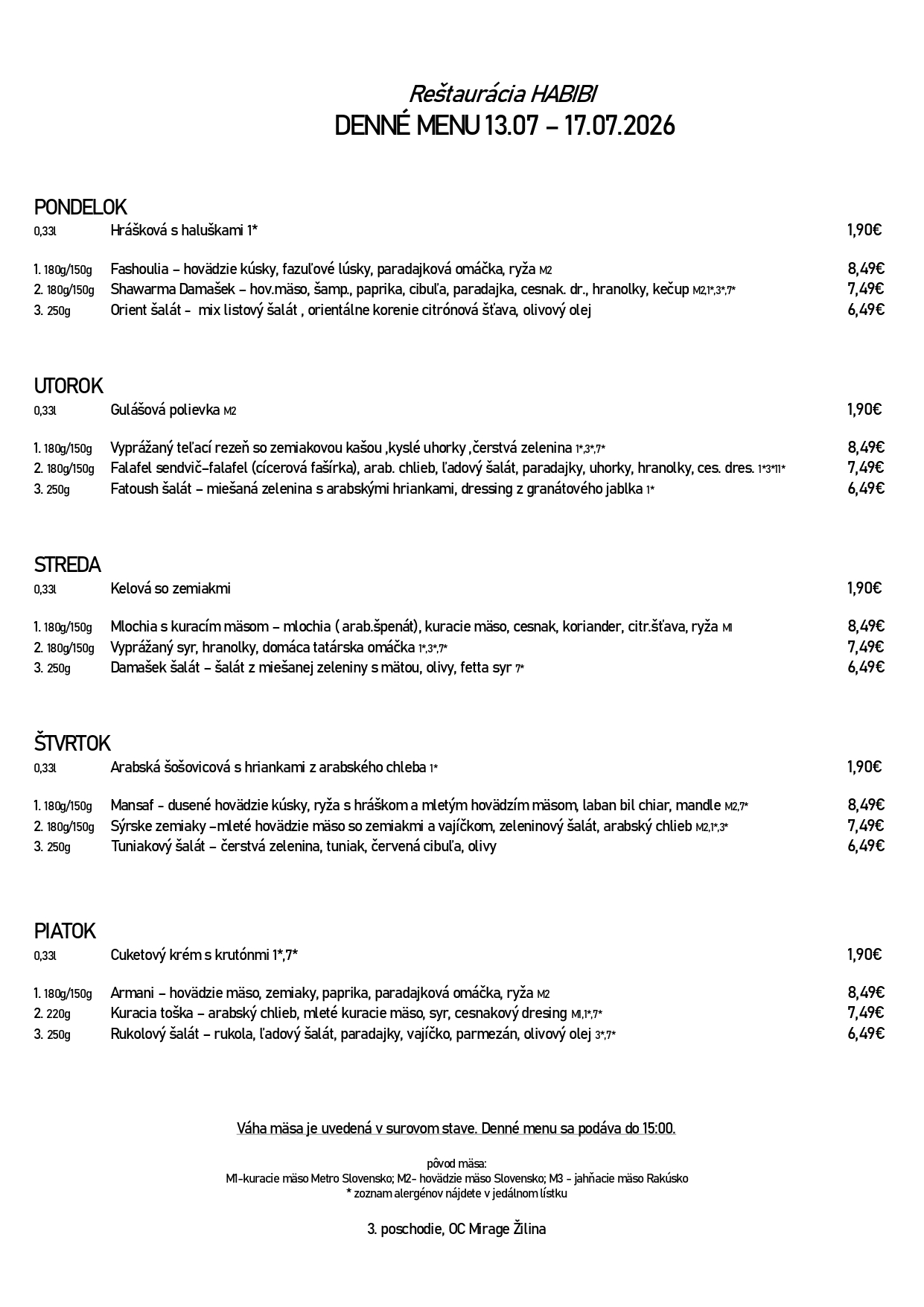 menu