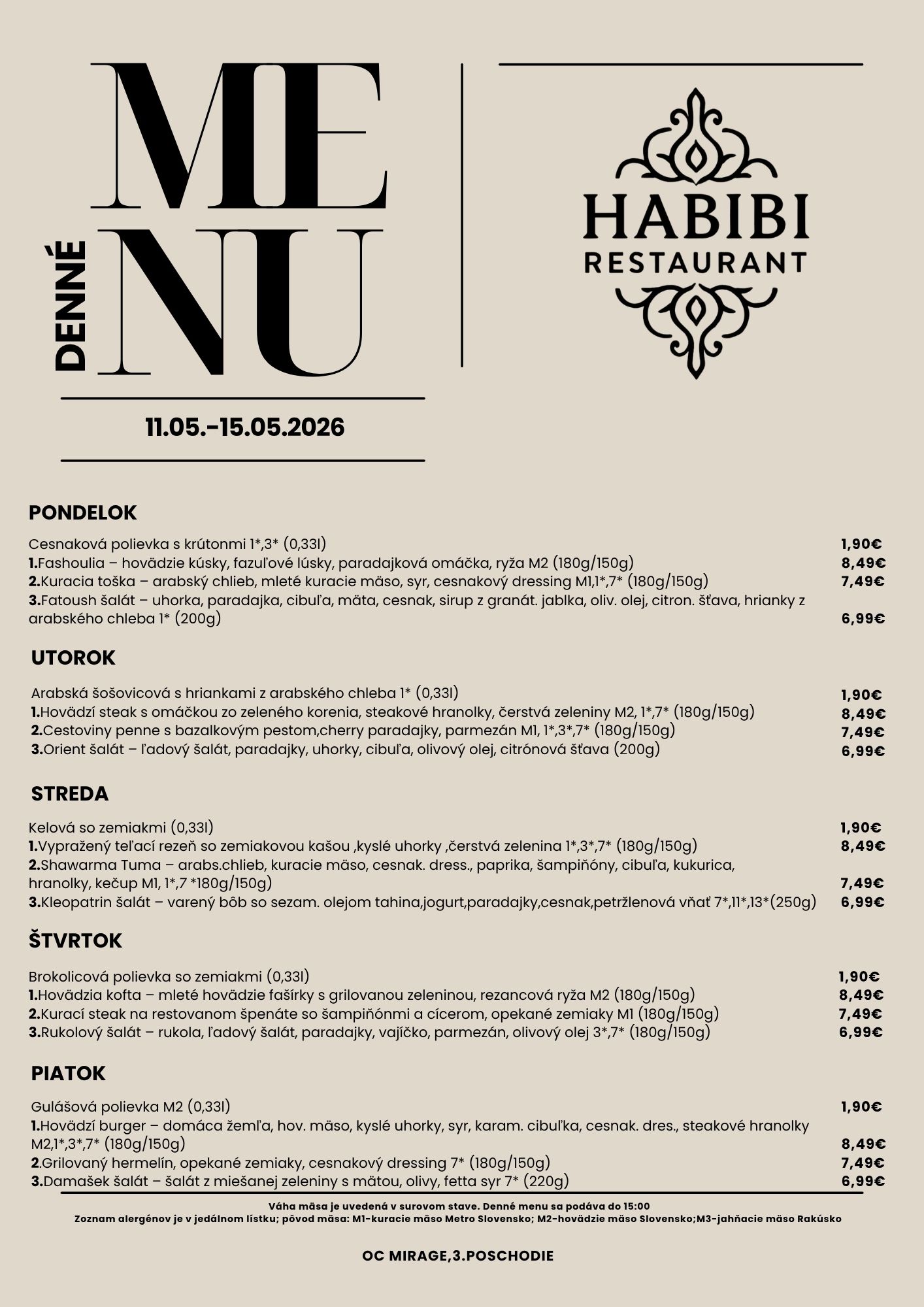 menu