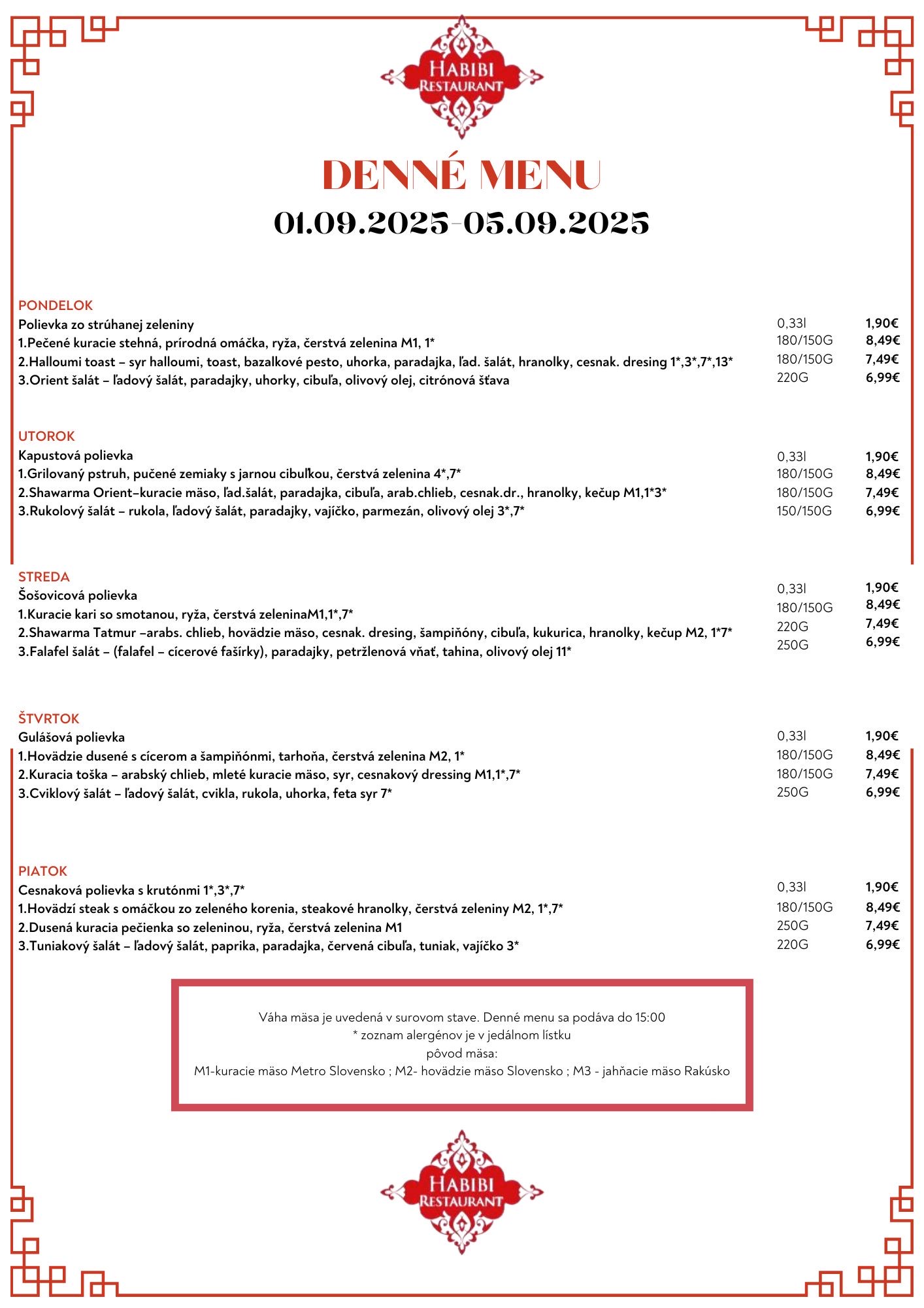 menu