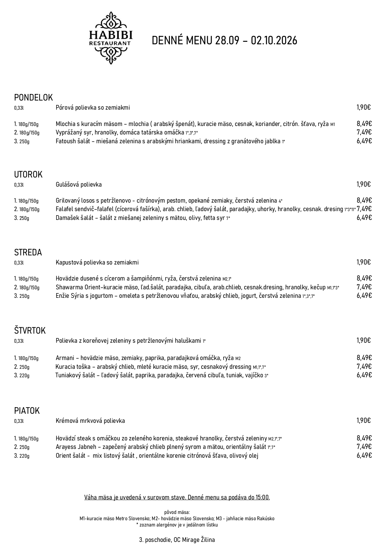 menu
