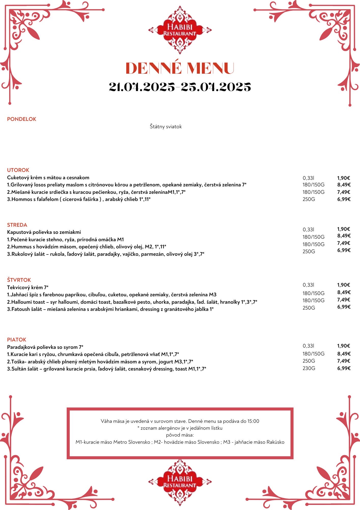 menu