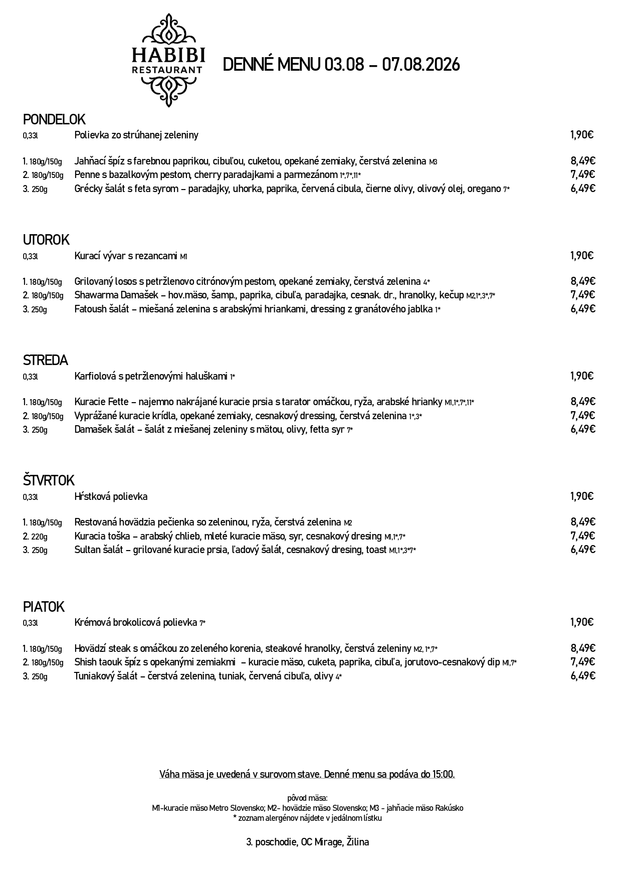 menu