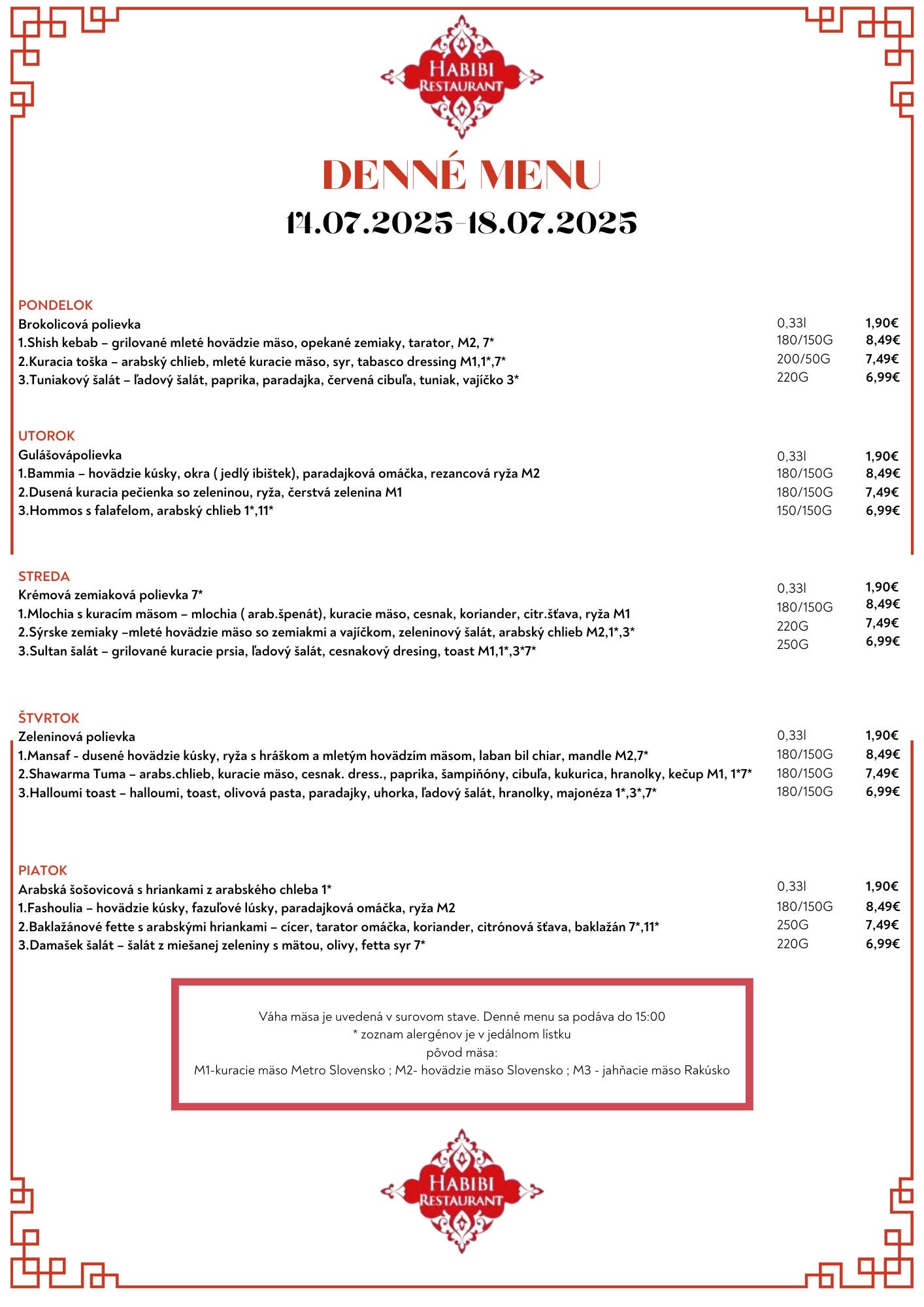 menu