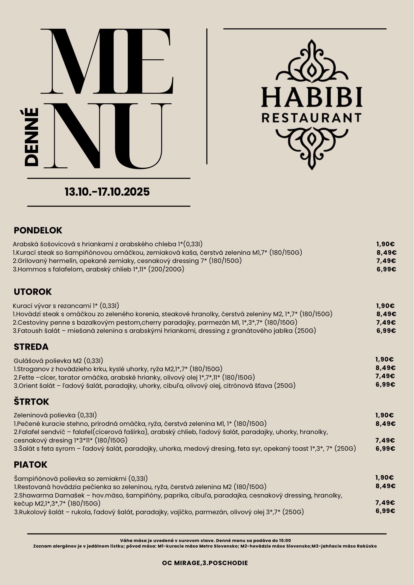 menu