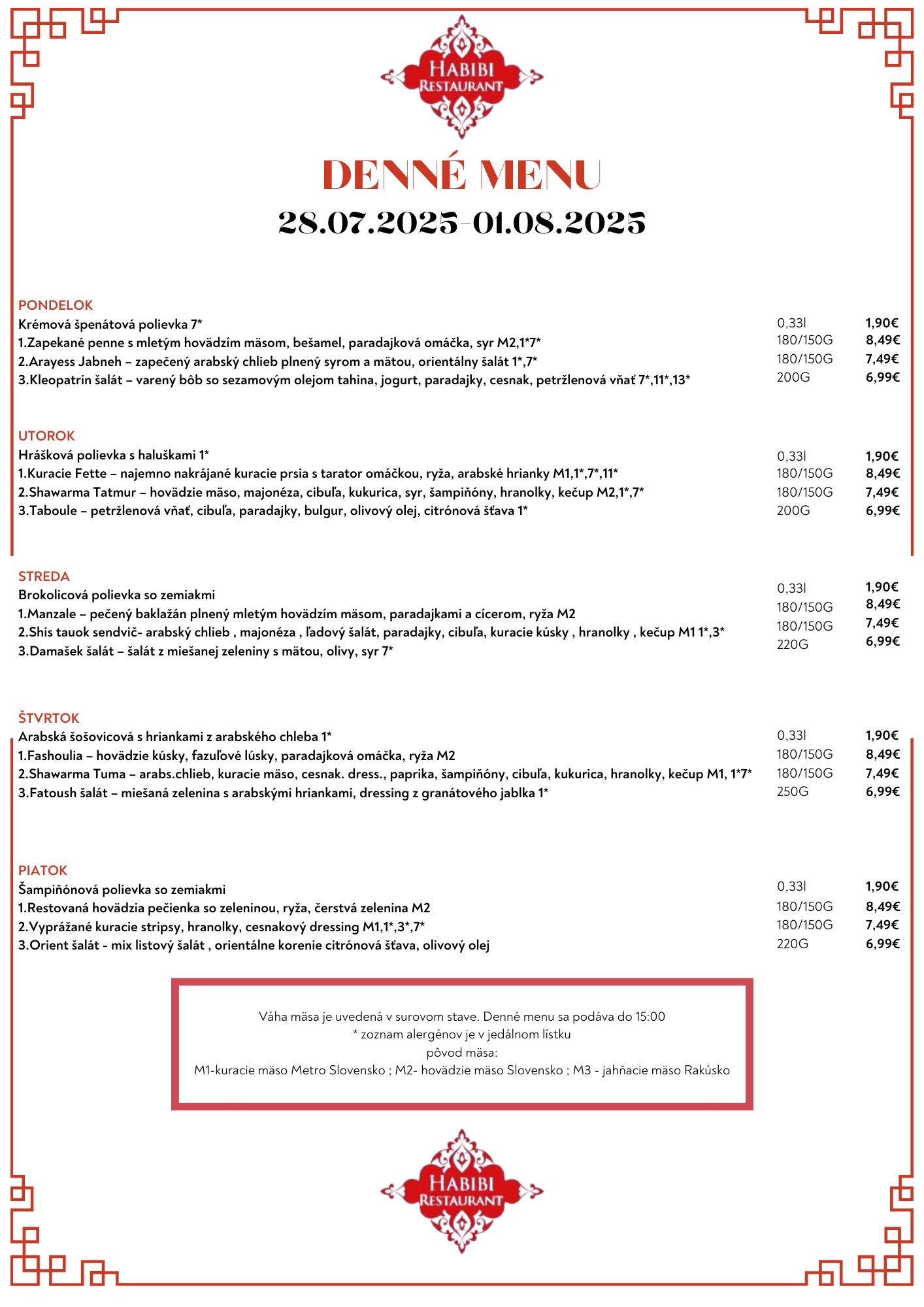 menu