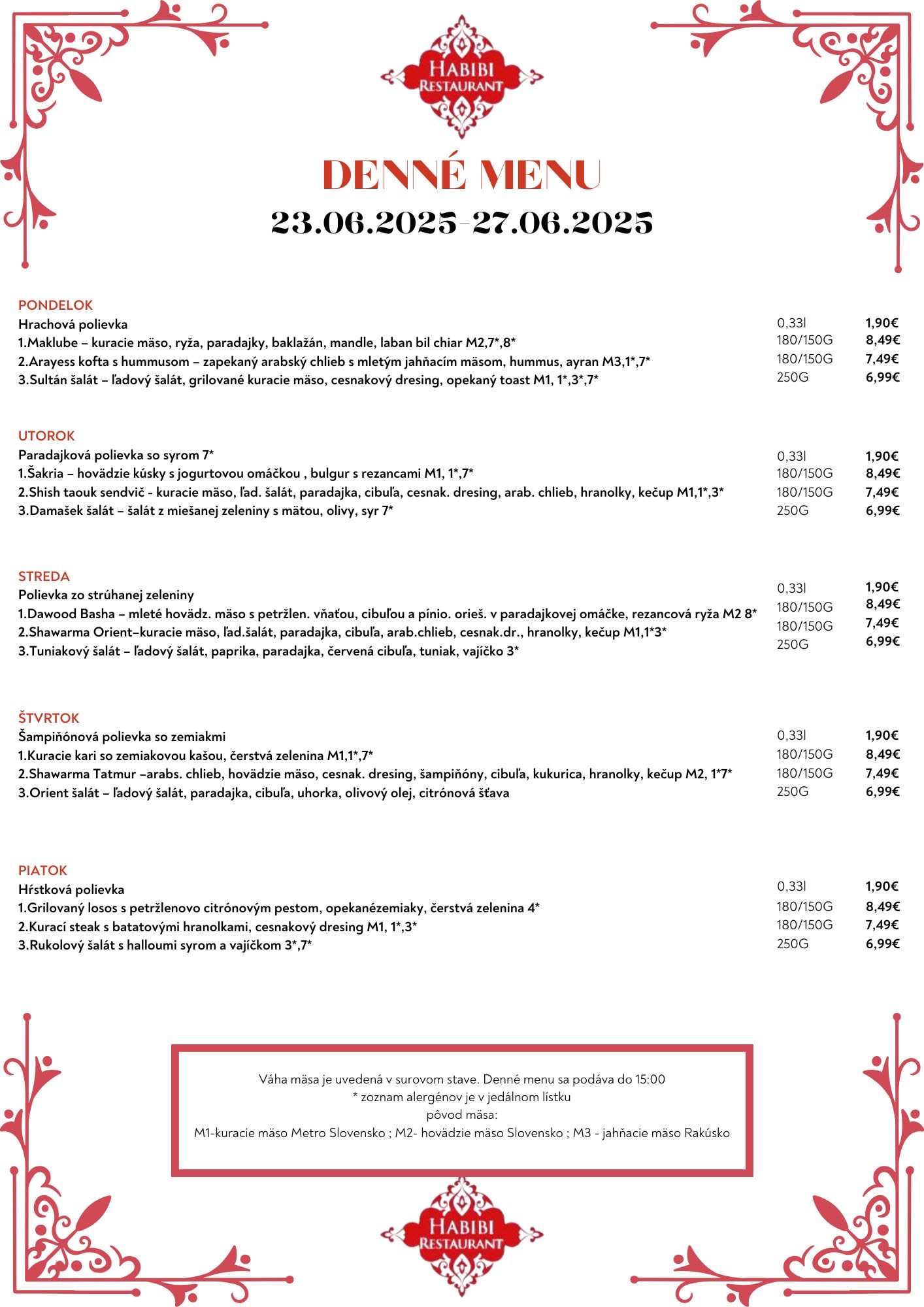 menu