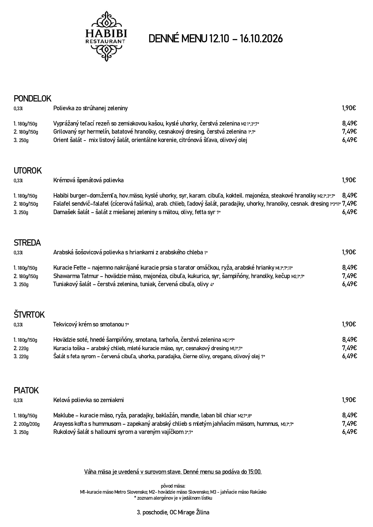 menu
