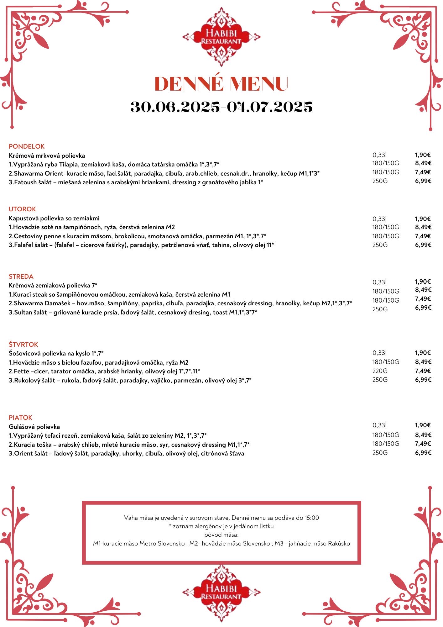 menu