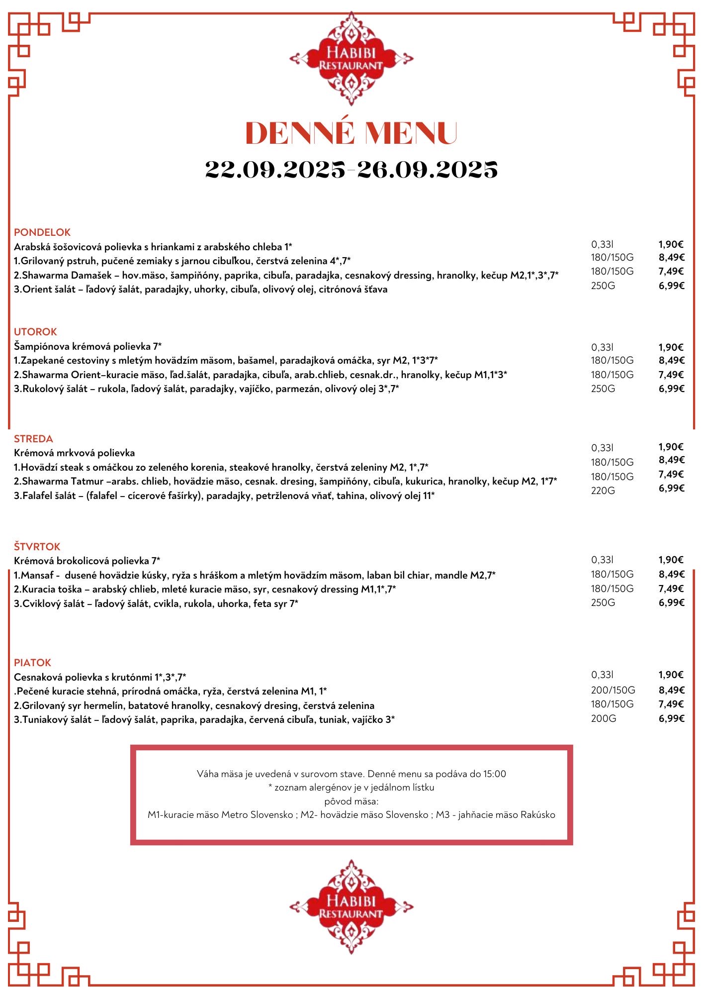 menu